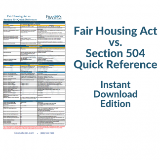 Fair Hsg. Act vs. Sec. 504 Quick Reference - INSTANT DOWNLOAD